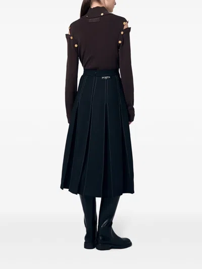 Ports 1961 Cut-out Midi Skirt In 黑色