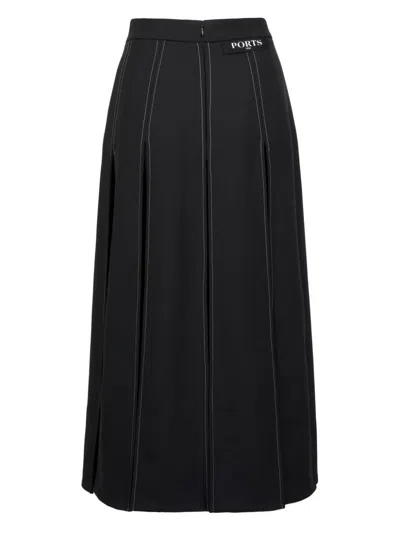 Ports 1961 Cut-out Midi Skirt In 黑色