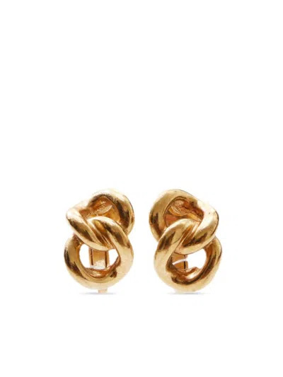 Pre-owned Dior Twist Clip-on Earrings In 金色