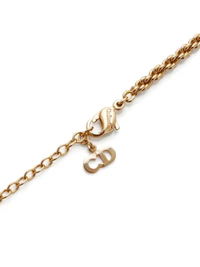 Pre-owned Dior Rhinestone Heart Necklace In 金色
