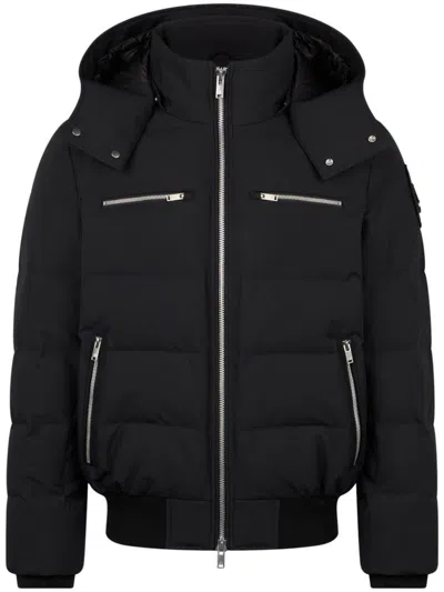 Moose Knuckles Navy Blue Polyester Cloud Bomber Down Jacket In 黑色