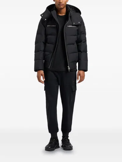 Moose Knuckles Navy Blue Polyester Cloud Bomber Down Jacket In 黑色