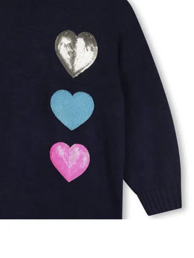 Billieblush Heart-patches Knitted Dress In 蓝色