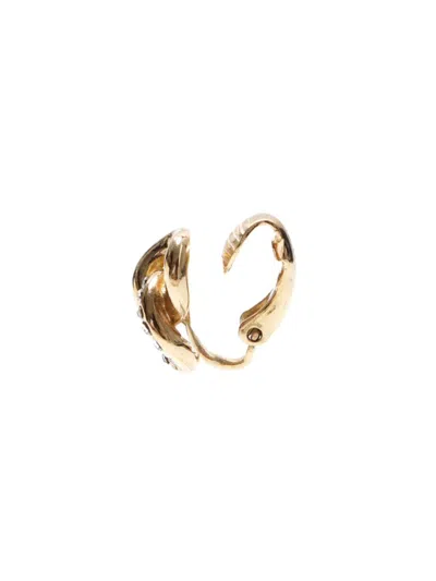 Pre-owned Dior Rhinestone Clip-on Earrings In 金色