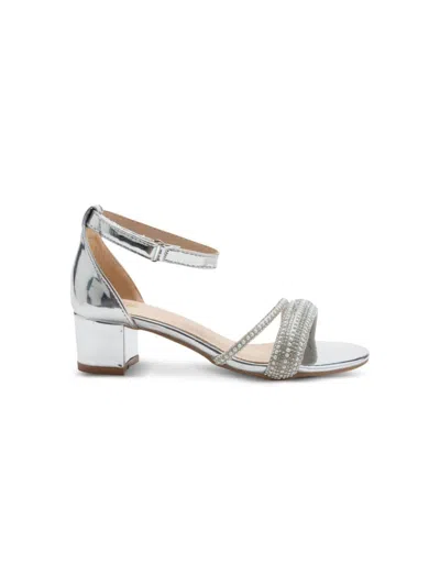 Tulleen Rhinestone-embellished Block-heels Sandals In 银色