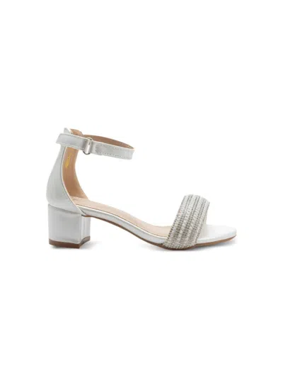 Tulleen Rhinestone-embellished Block-heels Sandals In 白色