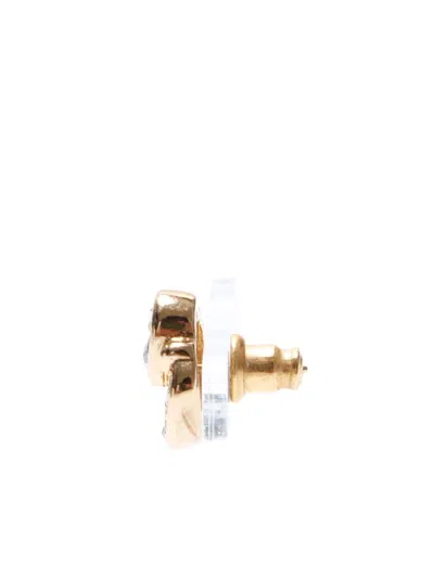 Pre-owned Dior Rhinestone Stud Earrings In 金色