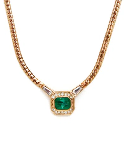 Pre-owned Dior Rhinestone-embellished Chain Necklace In 金色