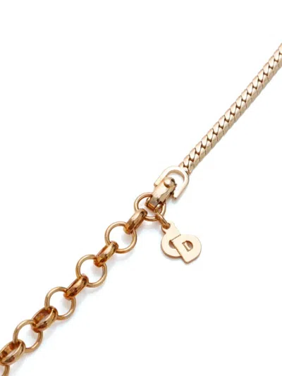 Pre-owned Dior Rhinestone-embellished Chain Necklace In 金色