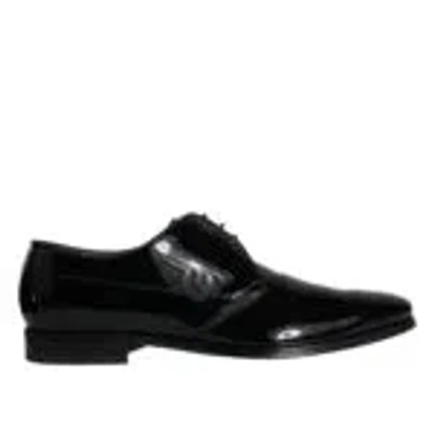 Dolce & Gabbana Derby Lace-up Shoes In Patent Leather In Black