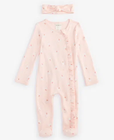 First Impressions Baby Girls Tiny Dancer Cotton Footed Coverall & Headband, 2 Piece Set, Created For Macy's In Soft Shell