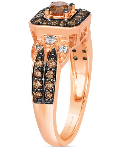 Le Vian Chocolate Diamond & Nude Diamond Halo Double Row Ring (3/4 Ct. T.w.) In 14k Rose Gold In No Color