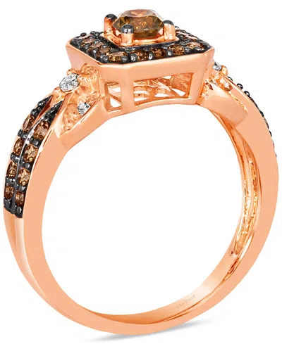 Le Vian Chocolate Diamond & Nude Diamond Halo Double Row Ring (3/4 Ct. T.w.) In 14k Rose Gold In No Color