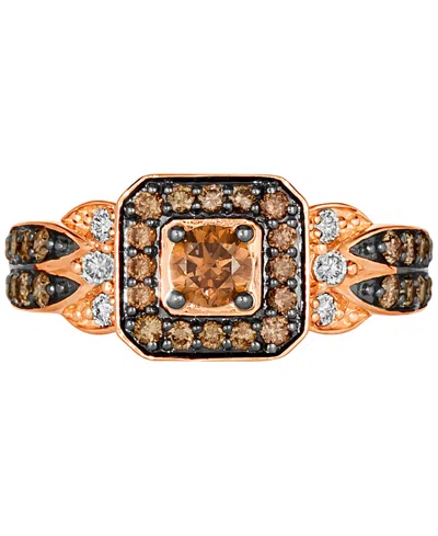 Le Vian Chocolate Diamond & Nude Diamond Halo Double Row Ring (3/4 Ct. T.w.) In 14k Rose Gold In No Color