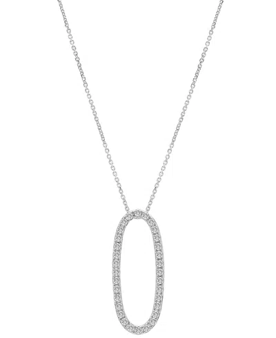 Macy's Diamond Open Oval 18" Pendant Necklace (1/2 Ct. T.w.) In 14k White Or Yellow Gold, Created For Macy' In White Gold