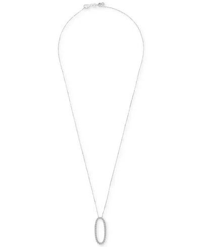 Macy's Diamond Open Oval 18" Pendant Necklace (1/2 Ct. T.w.) In 14k White Or Yellow Gold, Created For Macy' In White Gold