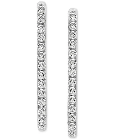 Macy's Diamond Open Rectangle Small Hoop Earrings (1/2 Ct. T.w.) In 14k Yellow Or White Gold, Created For M In Yellow Gold