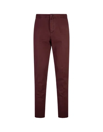 Shop Kiton Mid Rise Straight Leg Trousers In Red