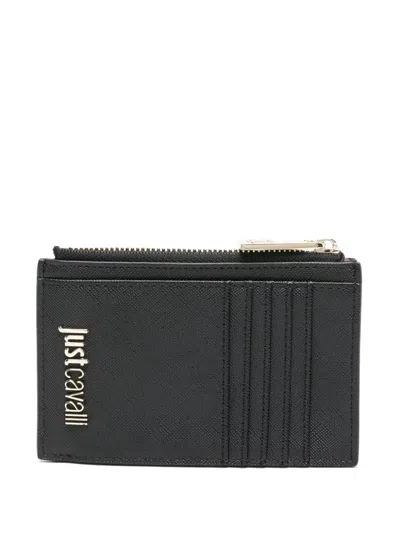 Just Cavalli Logo-lettering Leather Wallet In Black
