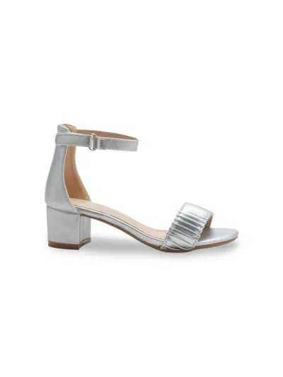 Tulleen Pleated Block-heels Sandals In Silver