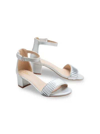Tulleen Pleated Block-heels Sandals In Silver