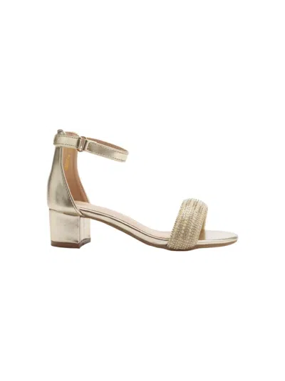 Tulleen Rhinestone-embellished Block-heels Sandals In Gold