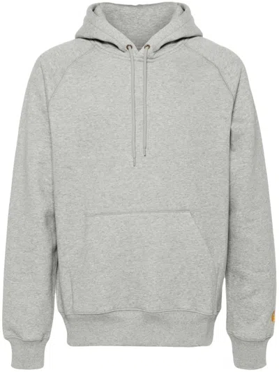 Carhartt Light Grey Cotton Blend Hooded Chase Sweat In Grey