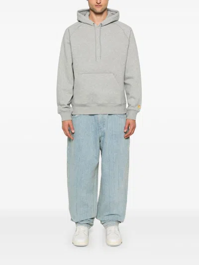 Carhartt Light Grey Cotton Blend Hooded Chase Sweat In Grey