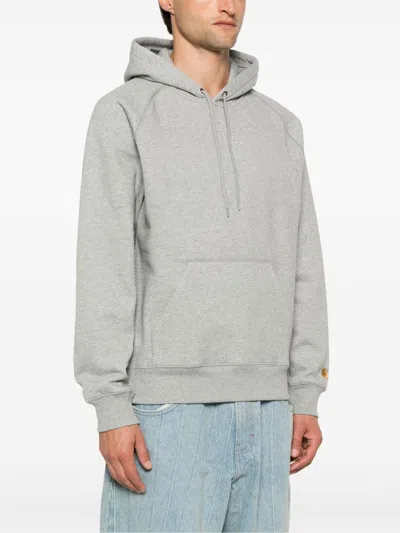Carhartt Light Grey Cotton Blend Hooded Chase Sweat In Grey
