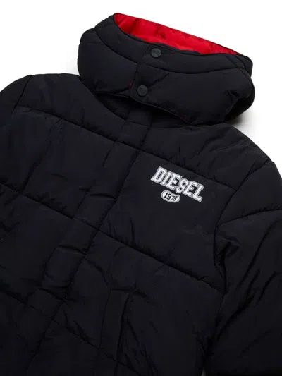 Diesel Logo-print Padded Jacket In Black