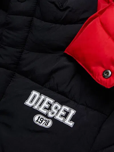 Diesel Logo-print Padded Jacket In Black