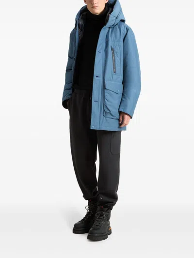 Woolrich Relaxed-fit Blue Coat With Hood And Practical Pockets In Blue