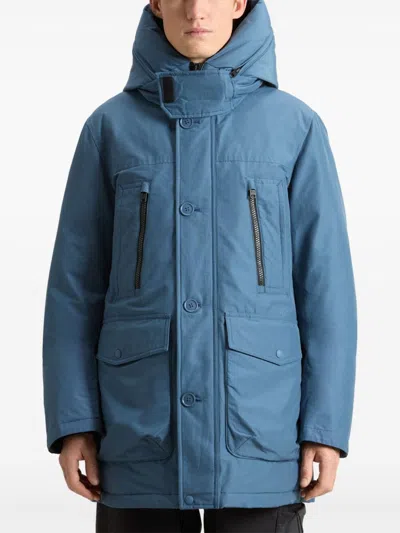 Woolrich Relaxed-fit Blue Coat With Hood And Practical Pockets In Blue