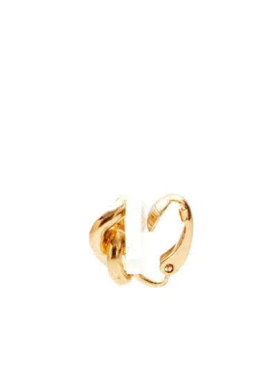 Pre-owned Dior Rhinestone-embellished Clip-on Earrings In Gold
