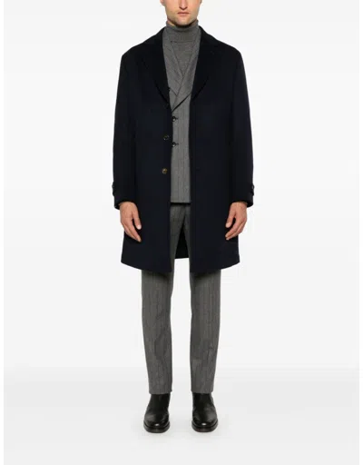 Eleventy Single-breasted Coat In Blue