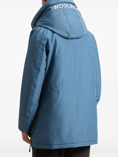 Woolrich Relaxed-fit Blue Coat With Hood And Practical Pockets In Blue