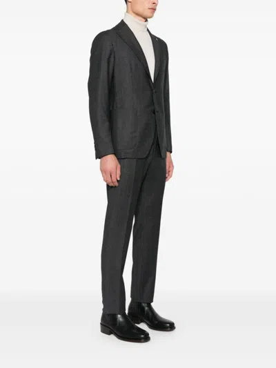 Tagliatore Prince Of Wales Suit In Grey