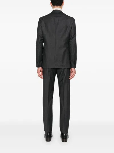 Tagliatore Prince Of Wales Suit In Grey