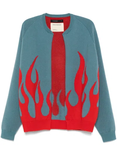 Frenckenberger Flame-jacquard Cardigan In Blue