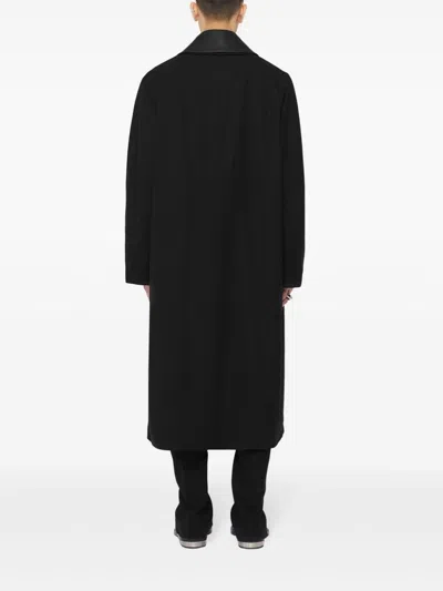 Jil Sander Leather-collar Coat In Black