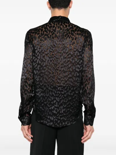 Shop Versace Leopard-print Shirt In Black