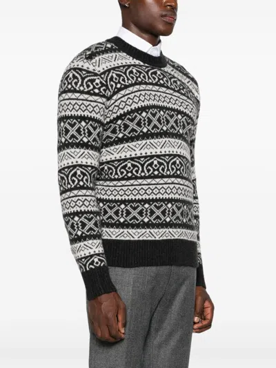 Eleventy Fair Isle-intarsia Sweater In Black