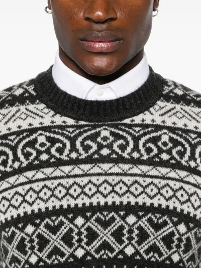 Eleventy Fair Isle-intarsia Sweater In Black