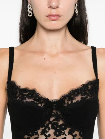 Shop Ermanno Scervino Lace-panel Knitted Top In Black