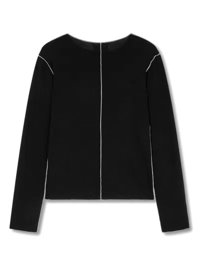 Studio Tomboy Contrast-stitch Detailing T-shirt In Black