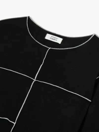 Studio Tomboy Contrast-stitch Detailing T-shirt In Black