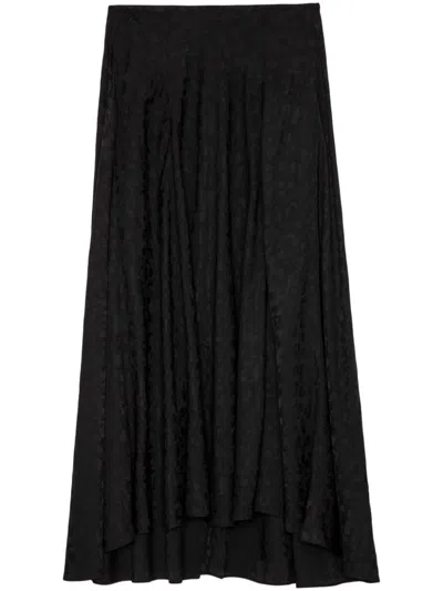 Zadig & Voltaire Womens Noir Jeanne Jacquard-print High-rise Silk Midi Skirt In Black