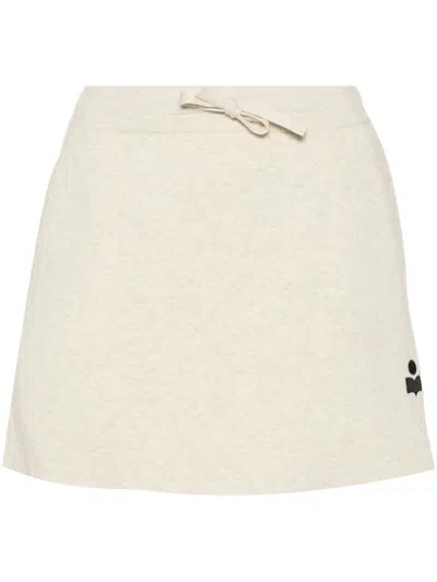 Isabel Marant Étoile Cotton Blend Skirt With Embroidered Logo In Grey