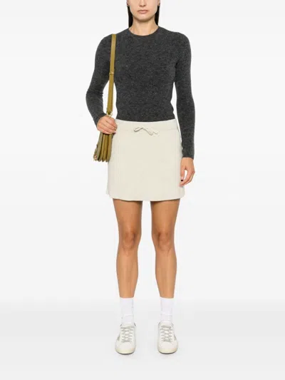 Isabel Marant Étoile Cotton Blend Skirt With Embroidered Logo In Grey
