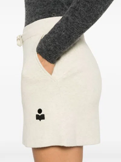 Isabel Marant Étoile Cotton Blend Skirt With Embroidered Logo In Grey
